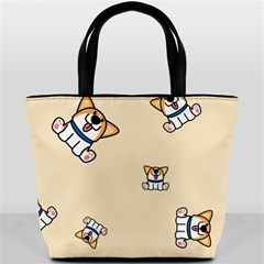 Cute Welsh Corgi Puppy Sitting Seamless Pattern Bucket Bag by Nexatart