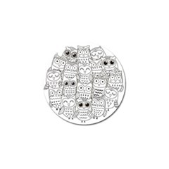 Circle Shape Pattern With Cute Owls Coloring Book Golf Ball Marker by Nexatart