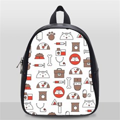 Vector Thin Line Art Vet Seamless Pattern School Bag (small) by Vaneshart