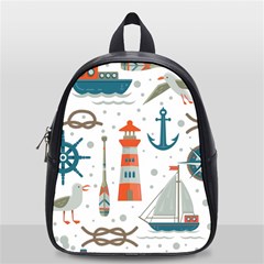 Nautical Elements Pattern Background School Bag (small) by Vaneshart