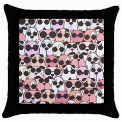 Cute Dog Seamless Pattern Background Throw Pillow Case (black) by Vaneshart