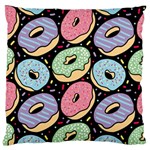 Colorful Donut Seamless Pattern On Black Vector Large Cushion Case (Two Sides) Back