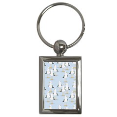 Cute Seagulls Seamless Pattern Light Blue Background Key Chain (rectangle) by Wegoenart