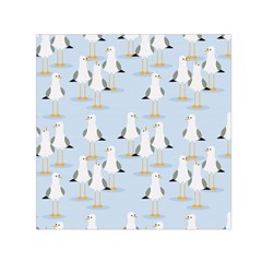 Cute Seagulls Seamless Pattern Light Blue Background Small Satin Scarf (square) by Wegoenart