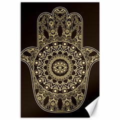 Hamsa Hand Drawn Symbol With Flower Decorative Pattern Canvas 12  X 18  by Wegoenart