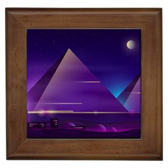 Egyptian Pyramids Night Landscape Cartoon Framed Tile by Wegoenart