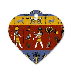 Ancient Egyptian Religion Seamless Pattern Dog Tag Heart (two Sides) by Wegoenart