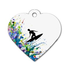 Nature Surfing Dog Tag Heart (one Side) by Sparkle