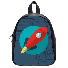 Rocket With Science Related Icons Image School Bag (small) by Vaneshart