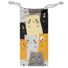 Seamless Pattern Cute Cat Cartoons Jewelry Bag by Vaneshart