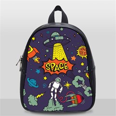 Vector Flat Space Design Background With Text School Bag (small) by Vaneshart