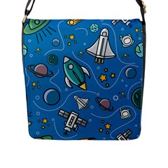 About Space Seamless Pattern Flap Closure Messenger Bag (l) by Vaneshart