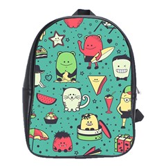 Seamless Pattern With Funny Monsters Cartoon Hand Drawn Characters Unusual Creatures School Bag (xl) by Vaneshart