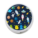 Big Set Cute Astronauts Space Planets Stars Aliens Rockets Ufo Constellations Satellite Moon Rover V 4-Port USB Hub (One Side) Front