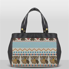 Fabric Texture With Owls Oversize Office Handbag (2 Sides) by Vaneshart