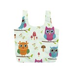 Forest Seamless Pattern With Cute Owls Full Print Recycle Bag (S) Back