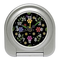 Embroidery Seamless Pattern With Flowers Travel Alarm Clock by Vaneshart