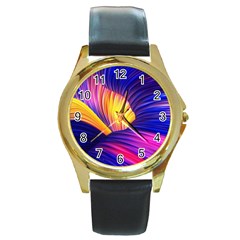 Abstract Antelope Pattern Background Round Gold Metal Watch by Vaneshart