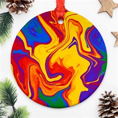 Gay Pride Swirled Colors Ornament (round) by VernenInk