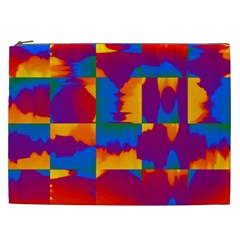 Gay Pride Rainbow Painted Abstract Squares Pattern Cosmetic Bag (xxl) by VernenInk