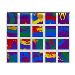 Gay Pride Rainbow Abstract Painted Squares Grid Cosmetic Bag (xl) by VernenInk