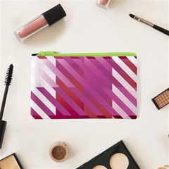 Lesbian Pride Diagonal Stripes Colored Checkerboard Pattern Cosmetic Bag (xs) by VernenInk