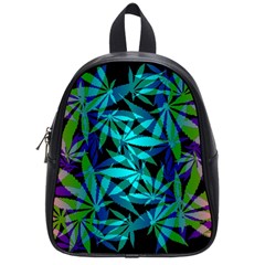 420 Ganja Pattern, Weed Leafs, Marihujana In Colors School Bag (small) by Casemiro