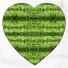 Watermelon Pattern, Fruit Skin In Green Colors Jigsaw Puzzle (heart) by Casemiro