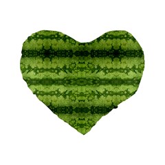 Watermelon Pattern, Fruit Skin In Green Colors Standard 16  Premium Heart Shape Cushions by Casemiro