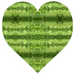 Watermelon Pattern, Fruit Skin In Green Colors Wooden Puzzle Heart by Casemiro