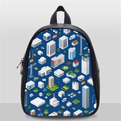 Isometric-seamless-pattern-megapolis School Bag (small) by Vaneshart