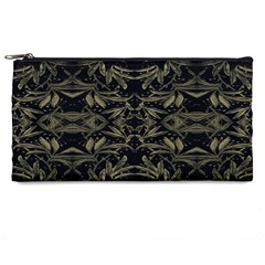 Stylized Golden Ornate Nature Motif Print Pencil Case by dflcprintsclothing