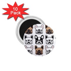 Dog French Bulldog Seamless Pattern Face Head 1 75  Magnets (10 Pack)  by BangZart