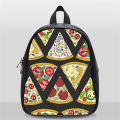 Vector Seamless Pattern With Italian Pizza Top View School Bag (small) by BangZart