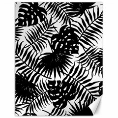 Black And White Tropical Leafs Pattern, Vector Image Canvas 12  X 16  by Casemiro