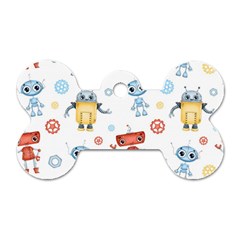 Cute Cartoon Robots Seamless Pattern Dog Tag Bone (two Sides) by BangZart