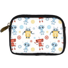 Cute Cartoon Robots Seamless Pattern Digital Camera Leather Case by BangZart