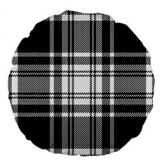 Pixel Background Design Modern Seamless Pattern Plaid Square Texture Fabric Tartan Scottish Textile Large 18  Premium Round Cushions by BangZart