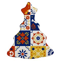 Mexican Talavera Pattern Ceramic Tiles With Flower Leaves Bird Ornaments Traditional Majolica Style Ornament (christmas Tree)  by BangZart