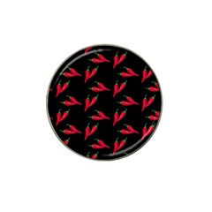 Red, Hot Jalapeno Peppers, Chilli Pepper Pattern At Black, Spicy Hat Clip Ball Marker (4 Pack) by Casemiro