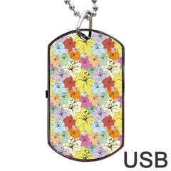 Abstract Flowers And Circle Dog Tag Usb Flash (two Sides) by DinzDas