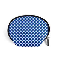 Pastel Blue, White Polka Dots Pattern, Retro, Classic Dotted Theme Accessory Pouch (small) by Casemiro