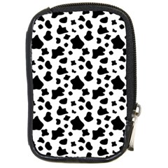 Black And White Cow Spots Pattern, Animal Fur Print, Vector Compact Camera Leather Case by Casemiro