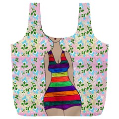 Tan Swimmer Flowerwall Full Print Recycle Bag (xxl) by snowwhitegirl