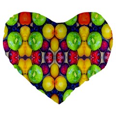 Fruits And Vegetables Pattern Large 19  Premium Heart Shape Cushions by dflcprintsclothing