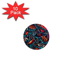 Vintage Tattoos Colorful Seamless Pattern 1  Mini Magnet (10 Pack)  by Amaryn4rt