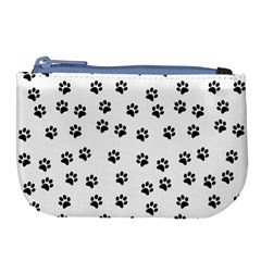 Dog Paws Pattern, Black And White Vector Illustration, Animal Love Theme Large Coin Purse by Casemiro