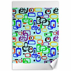 60 s Style Retro Pattern, Vintage Ovals At Pastel Blue Canvas 20  X 30  by Casemiro