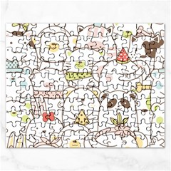 Cute-baby-animals-seamless-pattern Rectangular Jigsaw Puzzl by Sobalvarro