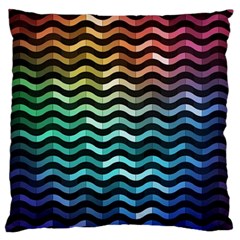 Digital Waves Large Flano Cushion Case (one Side) by Sparkle